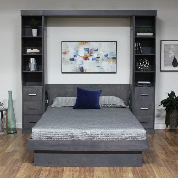 Dublin Wall Bed Open Grey With Bed